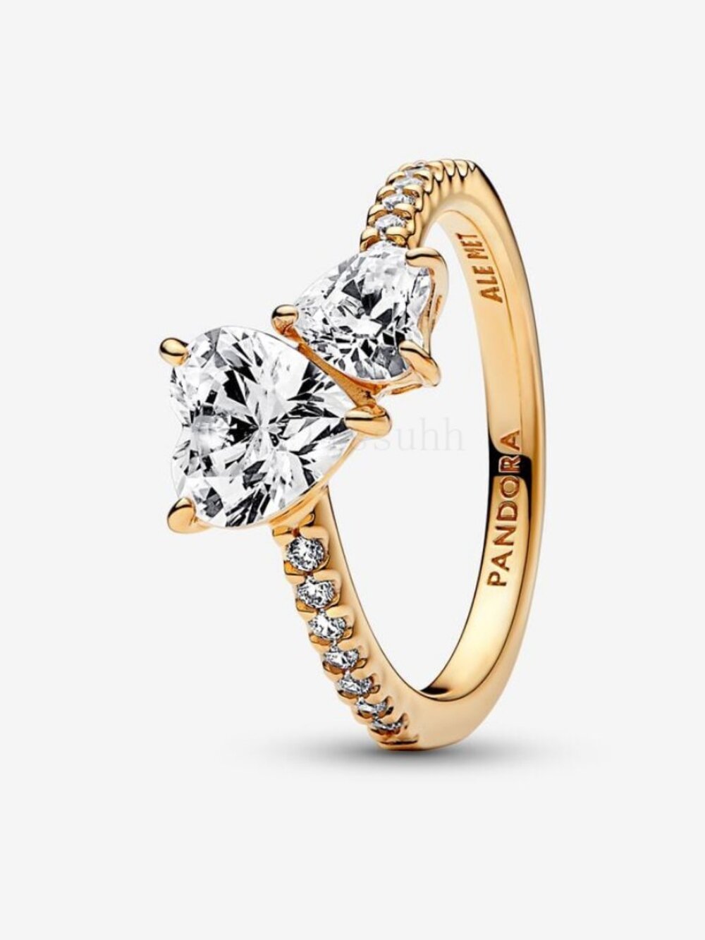 Pandora Double Heart Sparkling Ring